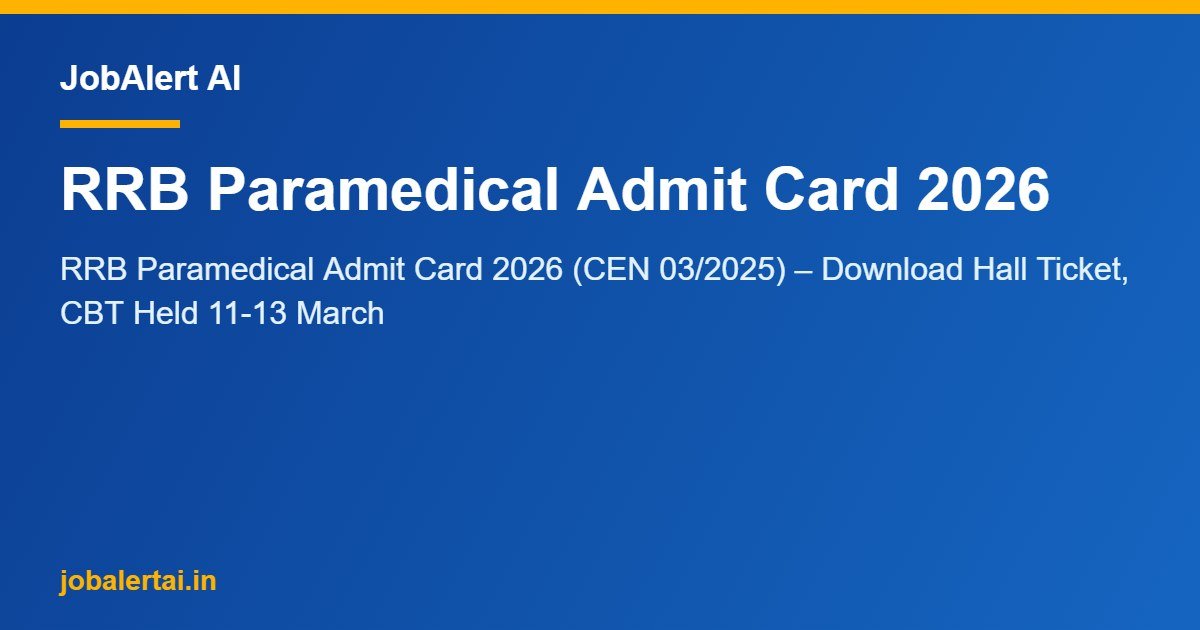 RRB Paramedical Admit Card 2026