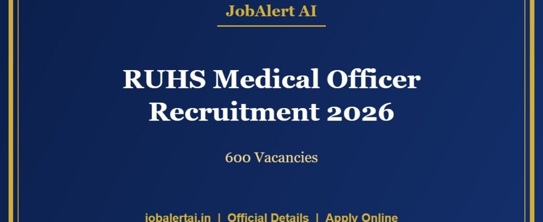 RUHS Medical Officer Recruitment 2026 – 600 Vacancies, Apply Online Last Date 13 October