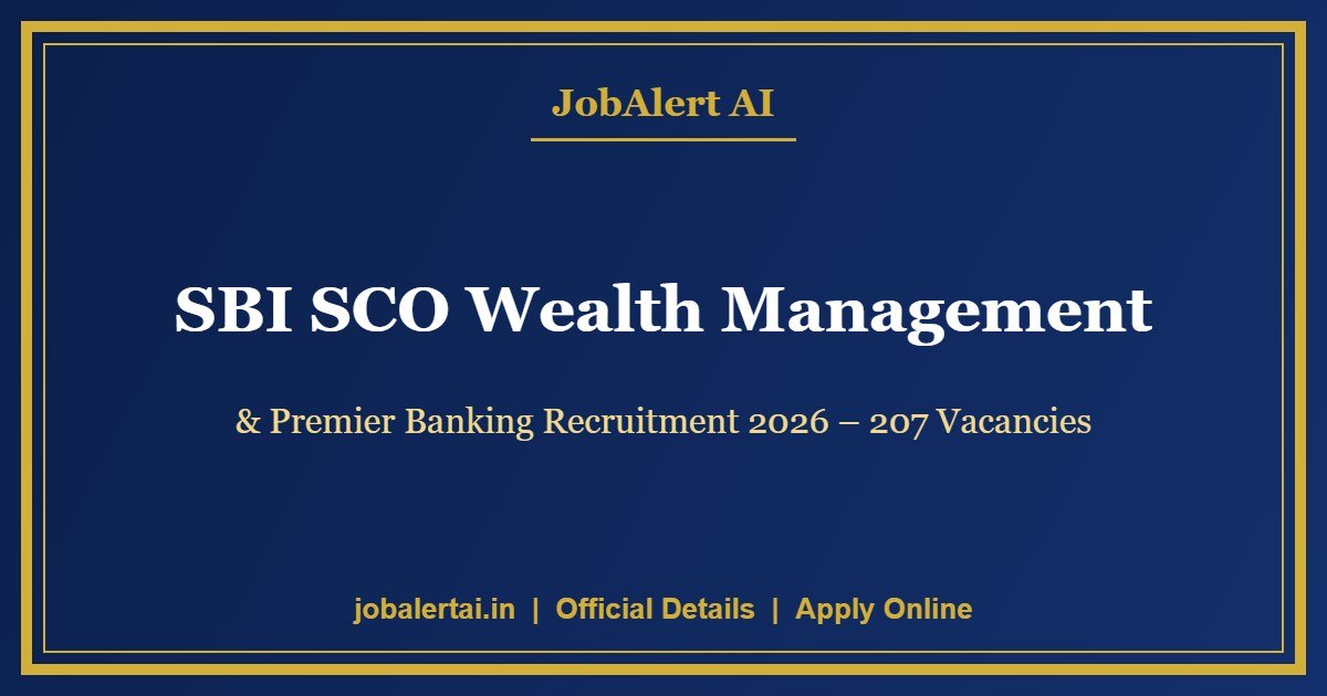 SBI SCO Wealth Management & Premier Banking Recruitment 2026 – 207 Vacancies, Apply Online Last Date 25 September