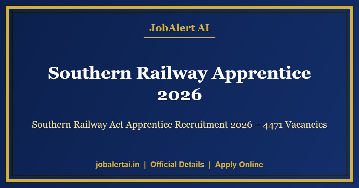 Southern Railway Act Apprentice Recruitment 2026 – 4471 Vacancies, Apply Online Last Date 27 September