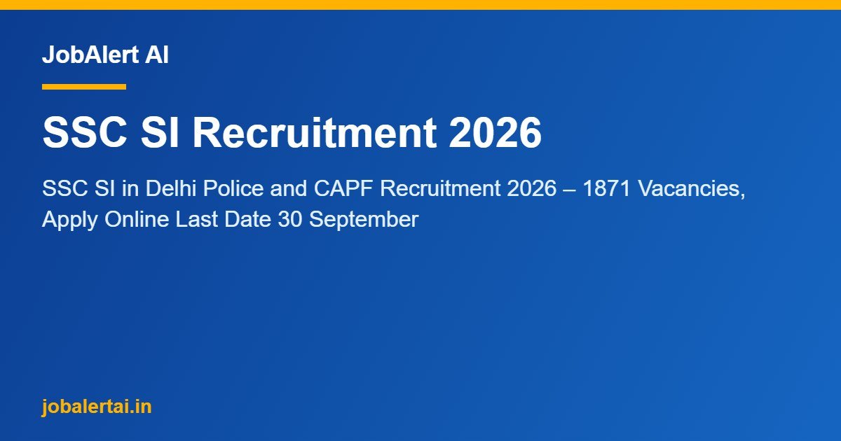 SSC SI Recruitment 2026
