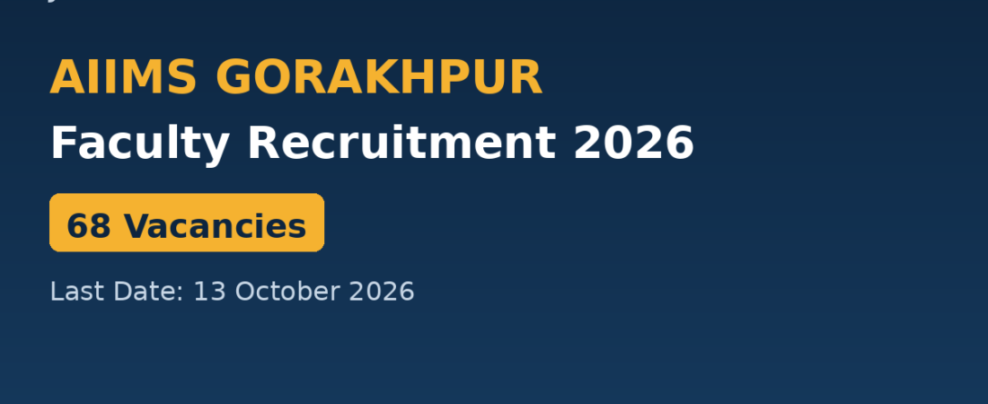 AIIMS Gorakhpur Faculty Recruitment 2026 – 68 Vacancies, Apply Online Last Date 13 October
