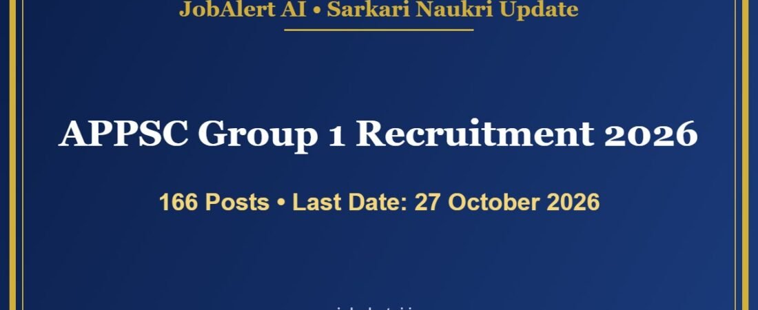 APPSC Group 1 Recruitment 2026 โ 166 Vacancies (Deputy Collector, DSP & More), Apply Online Last Date 27 October