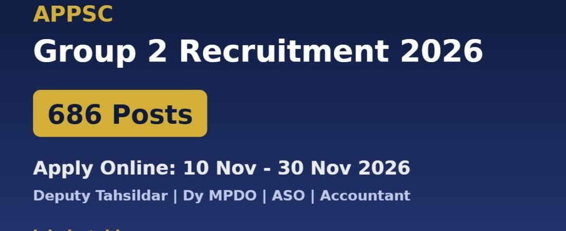 APPSC Group 2 Recruitment 2026 – 686 Vacancies, Apply Online from 10 November, Last Date 30 November