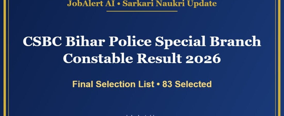 CSBC Bihar Police Special Branch Constable Result 2026 Out โ Final Selection List (Advt 01/2026), Cut-off Marks
