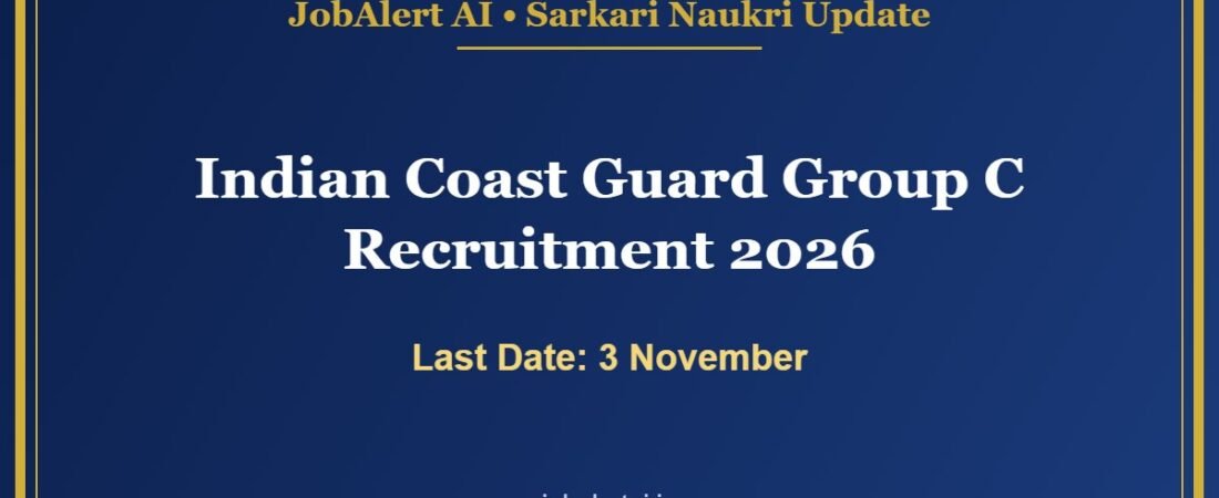 Indian Coast Guard Recruitment 2026 โ 6 Group C Posts (Chowkidar, Peon & More), Apply Offline Last Date 3 November