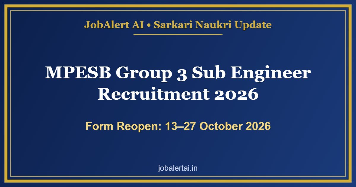 MPESB Group 3 Sub Engineer Recruitment 2026