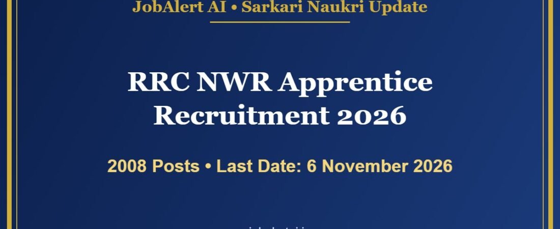 RRC NWR Apprentice Recruitment 2026 – 2008 Vacancies, Apply Online Last Date 6 November