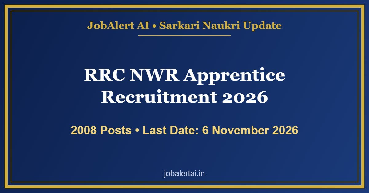 RRC NWR Apprentice Recruitment 2026 – 2008 Vacancies, Apply Online Last Date 6 November