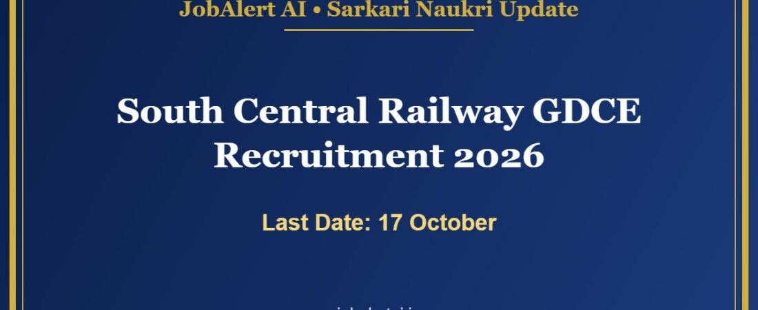 South Central Railway GDCE Recruitment 2026 – 33 Nursing Superintendent, CCTC & Health Inspector Posts, Apply Online Last Date 17 October