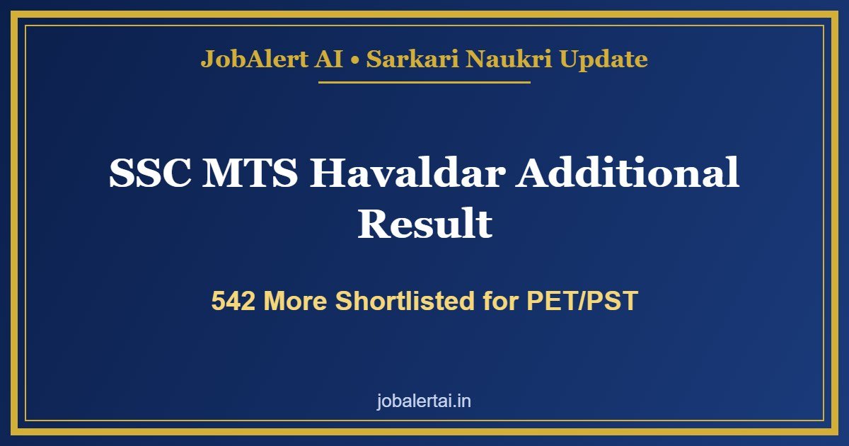 SSC MTS Havaldar Additional Result 2026 Out – 542 More Shortlisted for PET/PST